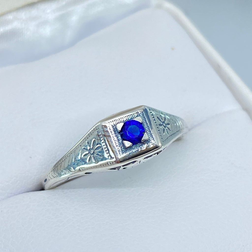London Blue Topaz ring, sterling silver, deco wedding ring, D155, Silver Embrace Jewelry