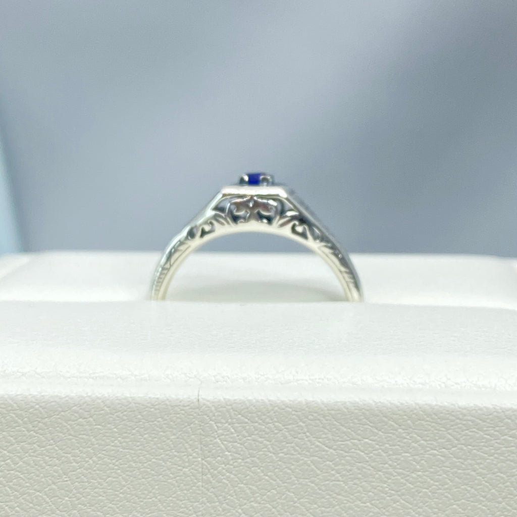 London Blue Topaz ring, sterling silver, deco wedding ring, D155, Silver Embrace Jewelry