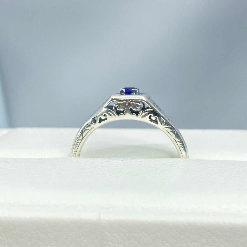 London Blue Topaz ring, sterling silver, deco wedding ring, D155, Silver Embrace Jewelry