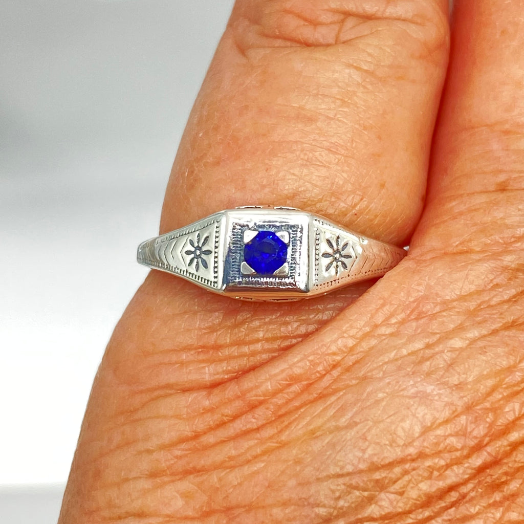 London Blue Topaz ring, sterling silver, deco wedding ring, D155, Silver Embrace Jewelry
