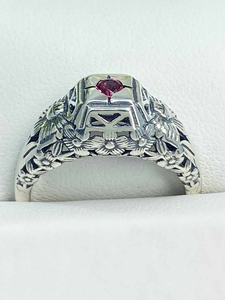 Ruby Ring, Art deco jewelry, Garden Wedding Ring, Sterling silver Filigree, D157, Silver Embrace jewelry