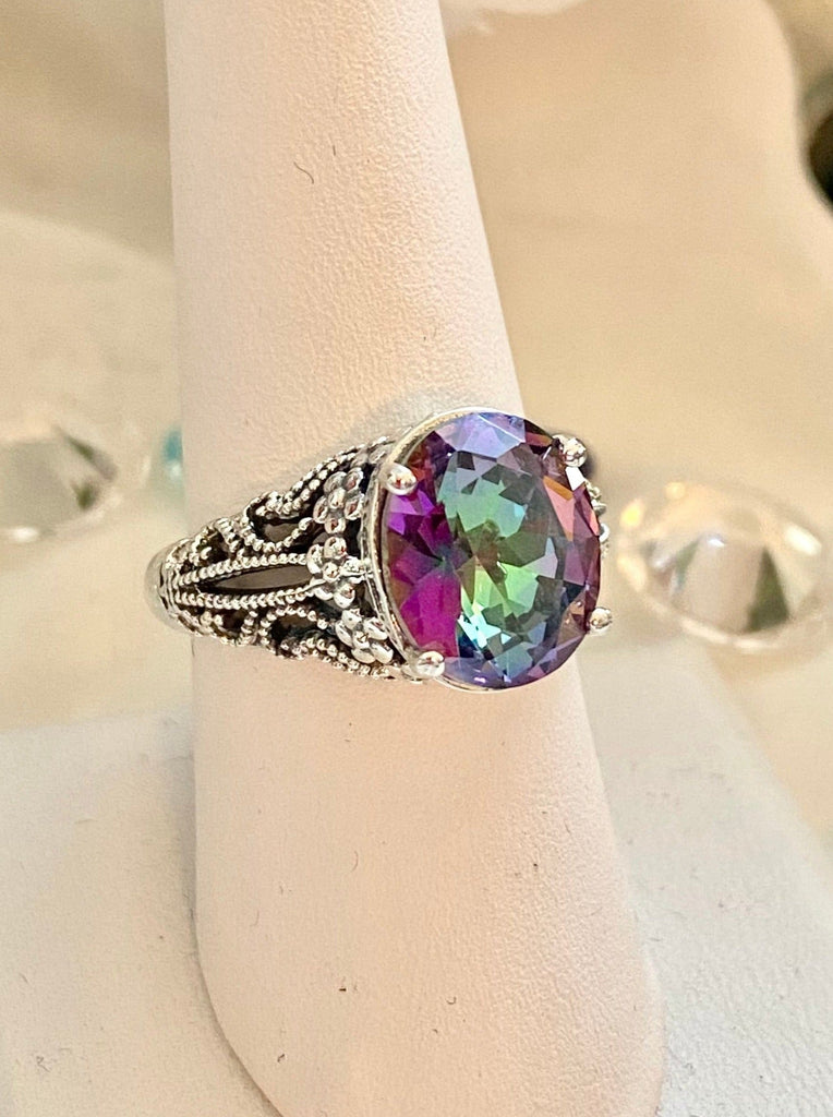 Mystic topaz Ring, Blossom Design, Sterling Silver Filigree, D171, Silver Embrace Jewelry