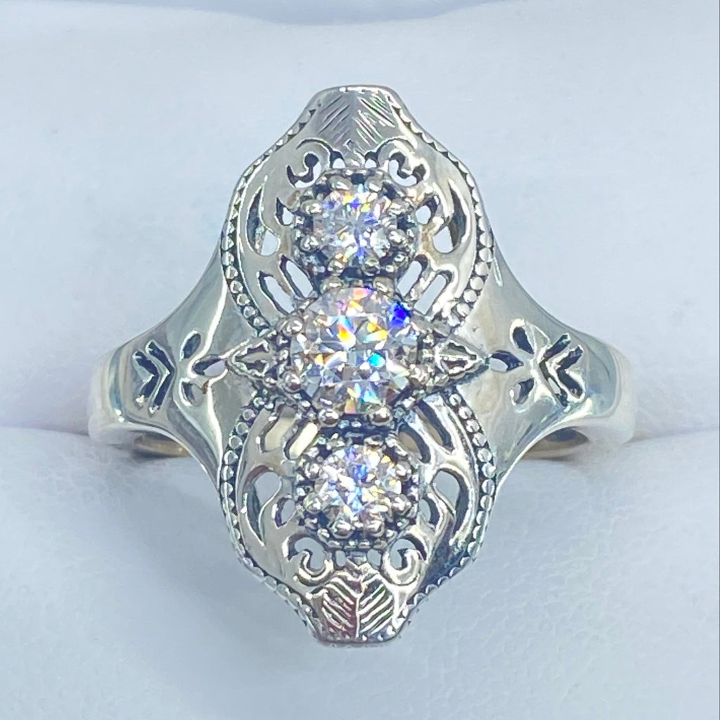 Moissanite Ring, Sterling Silver Filigree, Spider Gatsby, Multi stone ring, Silver Embrace Jewelry, D172