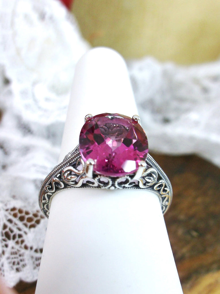 Natural Pink Topaz Ring, Swan Ring, Sterling silver Filigree, vintage design, Art deco jewelry, Silver embrace jewelry, D190