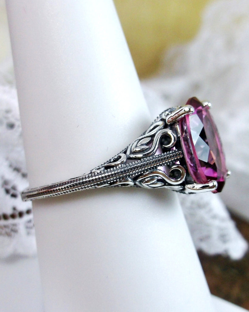 Natural Pink Topaz Ring, Swan Ring, Sterling silver Filigree, vintage design, Art deco jewelry, Silver embrace jewelry, D190