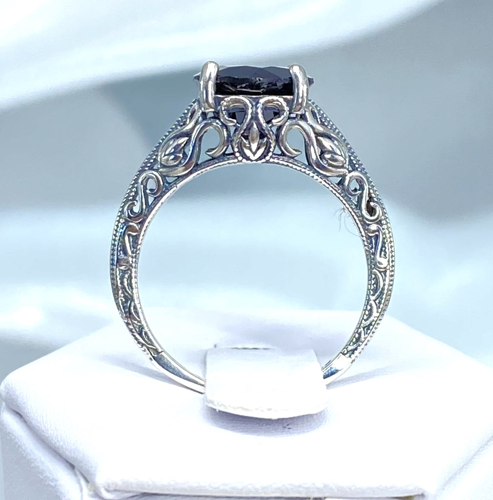 Natural Garnet Ring, Swan design, Sterling silver filigree jewelry, silver embrace Jewelry, D190