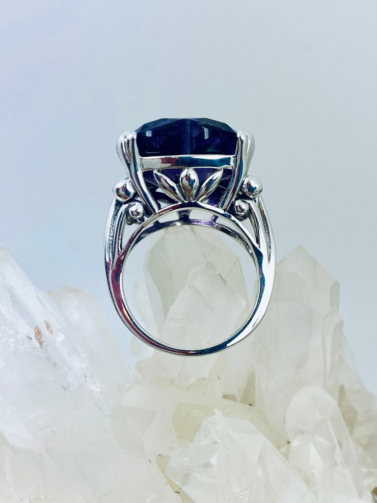 Purple Amethyst Heart Leaf Ring, Sterling Silver Filigree, Silver Embrace Jewelry D213