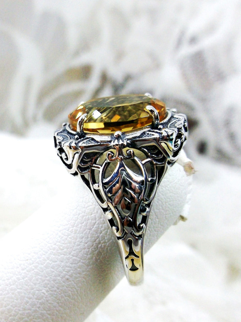 Natural Citrine Ring, Sparkling Yellow Natural Gemstone, Beauty Ring, Oval Art Nouveau Ring, Sterling silver Filigree, Silver Embrace Jewelry, D229