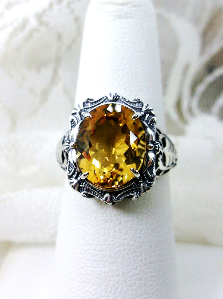 Natural Citrine Ring, Sparkling Yellow Natural Gemstone, Beauty Ring, Oval Art Nouveau Ring, Sterling silver Filigree, Silver Embrace Jewelry, D229