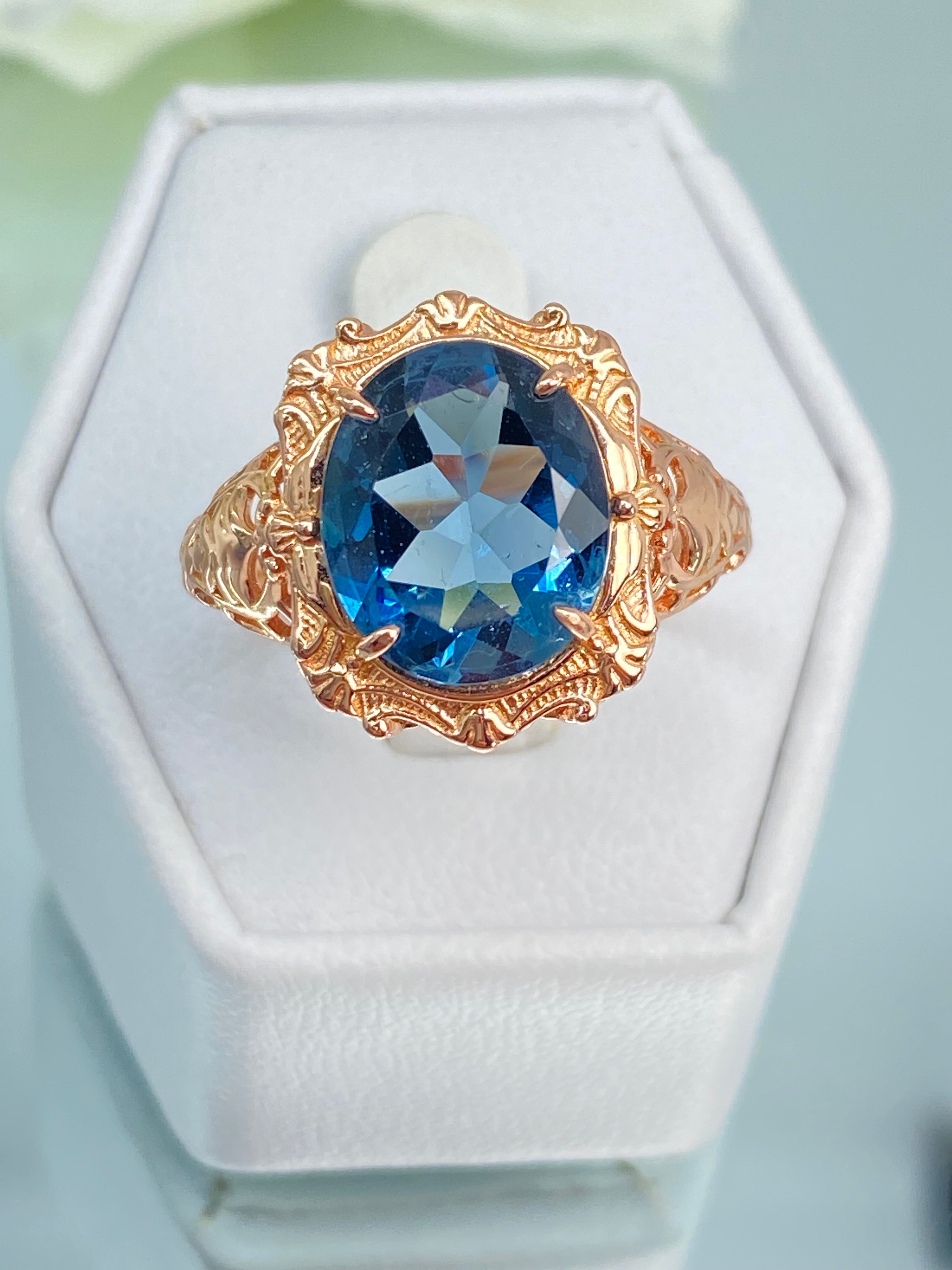 Real Blue Topaz Rings Natural Topaz Ring, Natural Blue Topaz D229 Beauty Ring - Rose Gold ...