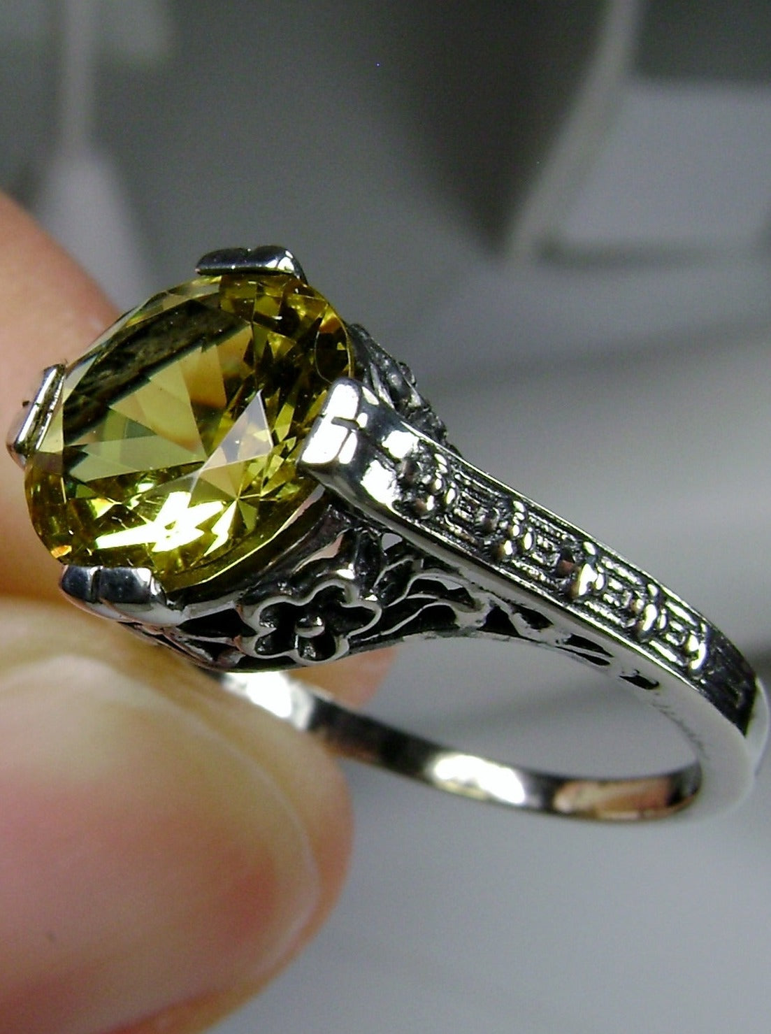 FINE JEWELRY Womens Genuine Yellow Citrine 18K Gold Over Silver Flower  3-Stone Cocktail Ring | Hamilton Place
