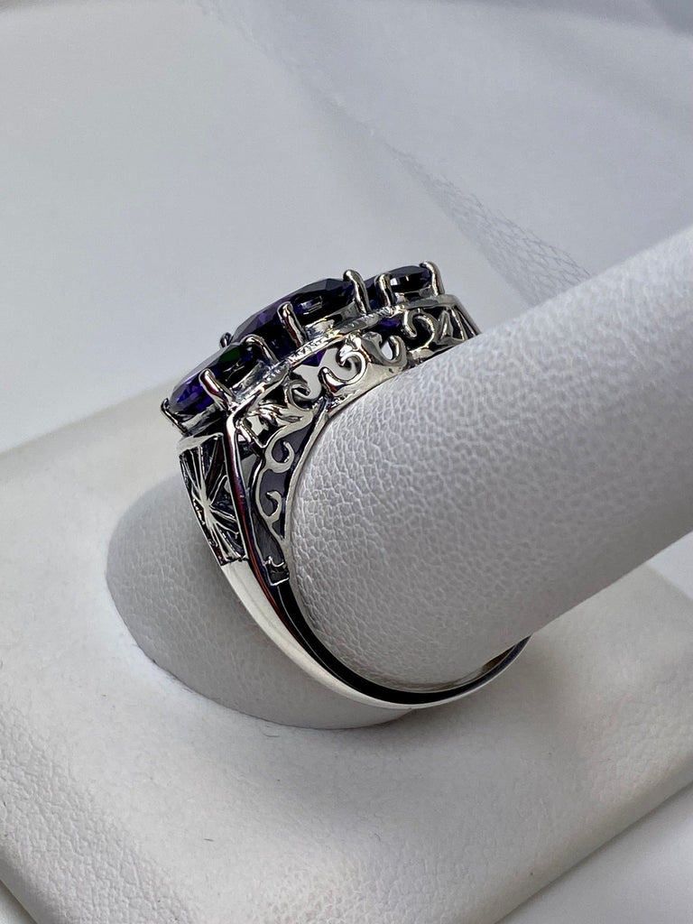 Purple Amethyst CZ Ring, Amethyst ring, Cubic Zirconia Ring, Cocktail ring, Art Deco Jewelry, Sterling silver filigree, silver embrace Jewelry, D36