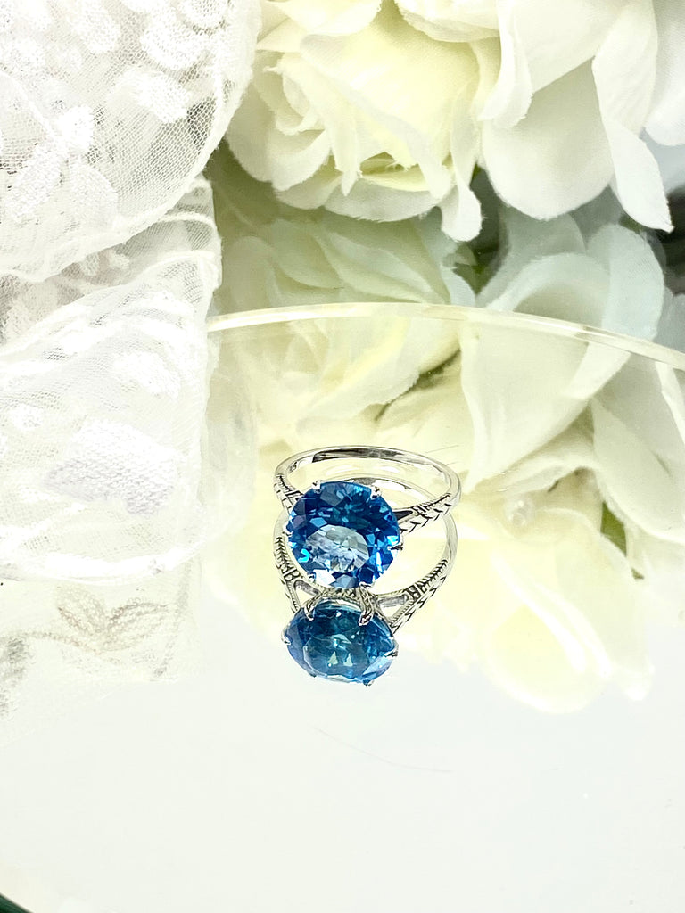 Natural Topaz Ring, Swiss Blue Topaz, Solitaire Ring, WEdding Ring, Classic Jewelry, Silver Embrace Jewelry, D37 (12mm gem)