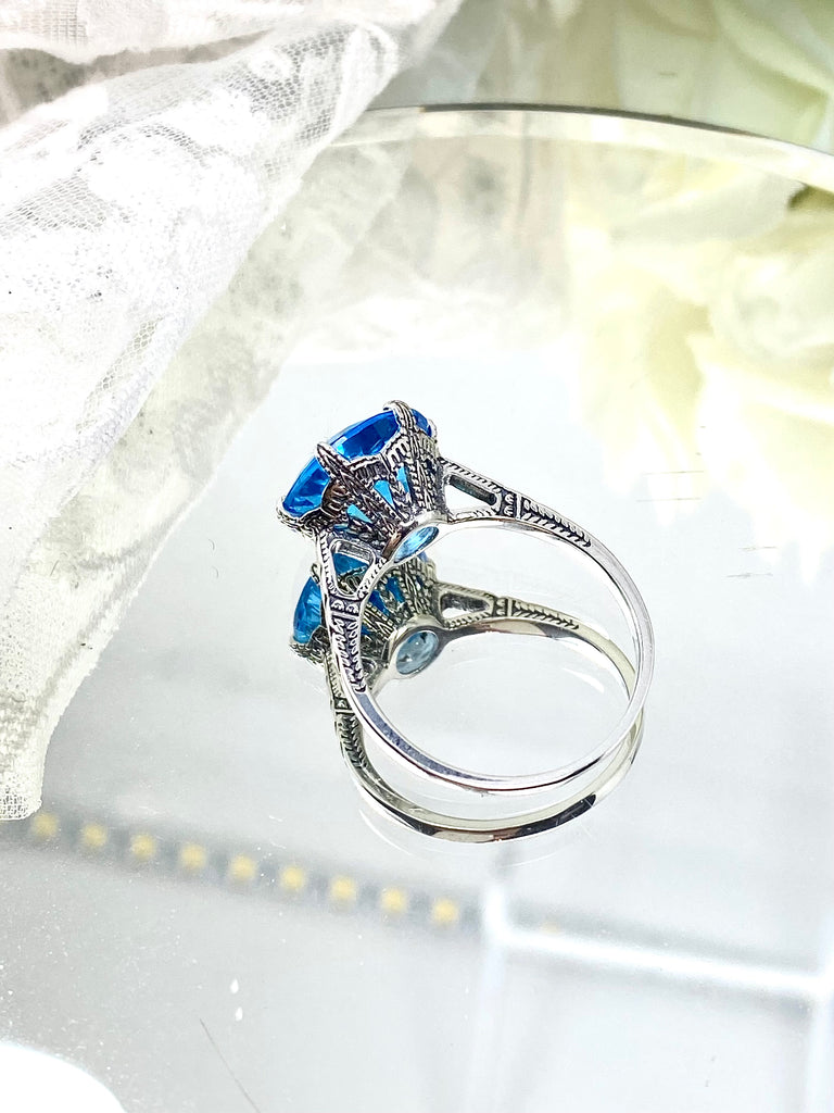 Natural Topaz Ring, Swiss Blue Topaz, Solitaire Ring, WEdding Ring, Classic Jewelry, Silver Embrace Jewelry, D37 (12mm gem)