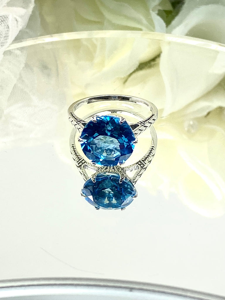 Natural Topaz Ring, Swiss Blue Topaz, Solitaire Ring, WEdding Ring, Classic Jewelry, Silver Embrace Jewelry, D37 (12mm gem)