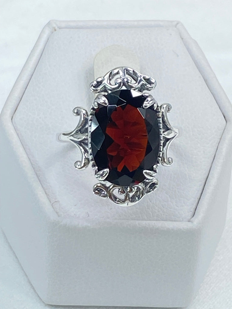 Natural Red Garnet Ring, Vampire style, sterling silver filigree, Gothic jewelry, Silver Embrace Jewlry D85