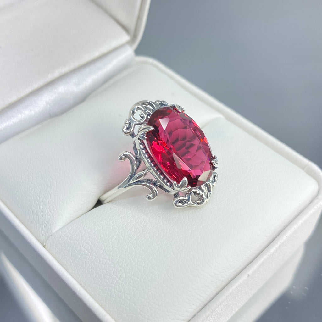 Red Ruby Ring, Vampire Ring, D84, Sterling Silver Filigree, Vampire Gothic Jewelry, Silver Embrace Jewelry