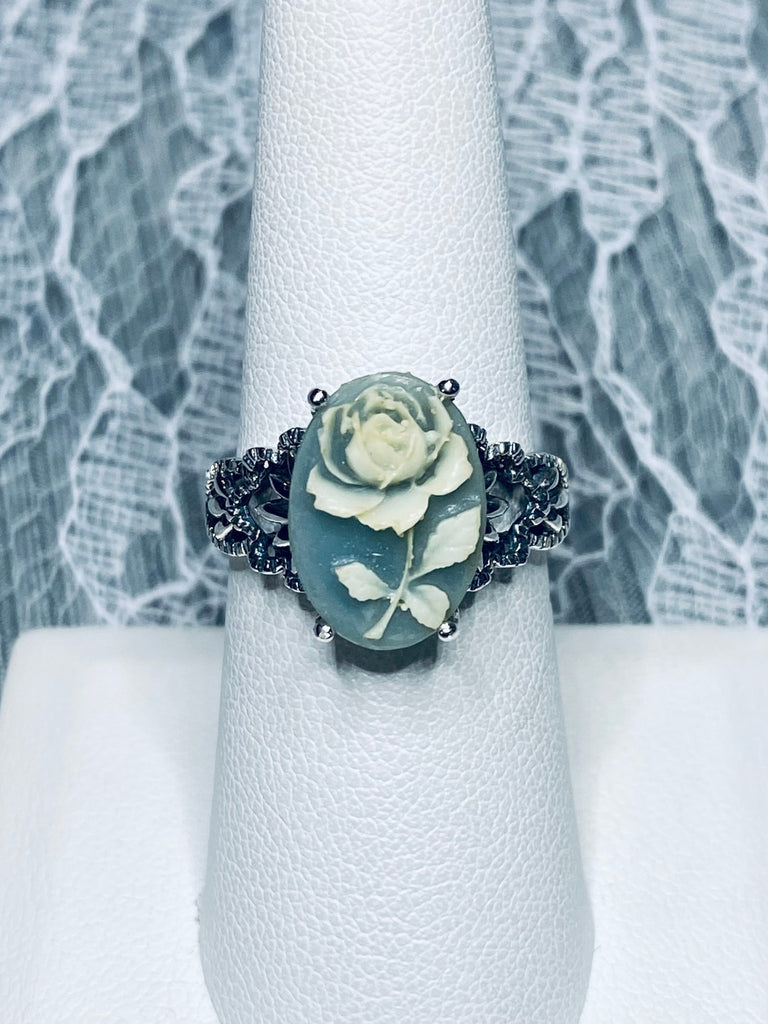 Ivory Rose Cameo Ring, Sterling Silver Filigree, Victorian Gothic Jewelry, Silver Embrace Jewelry, Ace oval D92