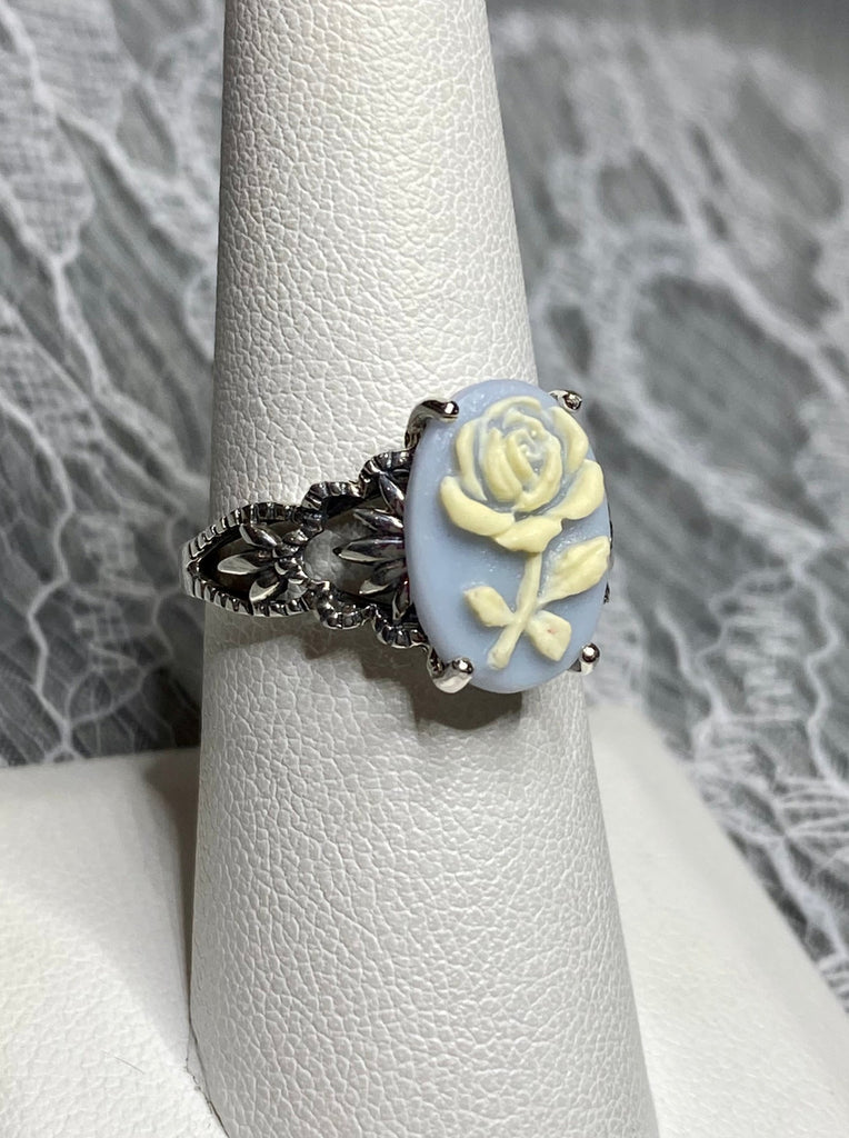 Ivory Rose Cameo Ring, Sterling Silver Filigree, Victorian Gothic Jewelry, Silver Embrace Jewelry, Ace oval D92