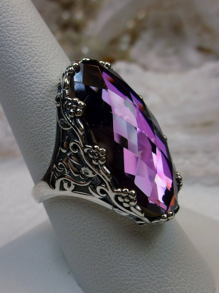 Mystic Topaz Rainbow Topaz Ring, Vintage Jewelry, Sterling Silver Filigree, Antique Reproduction Jewelry, Rosey Ring, D97 Silver Embrace Jewelry