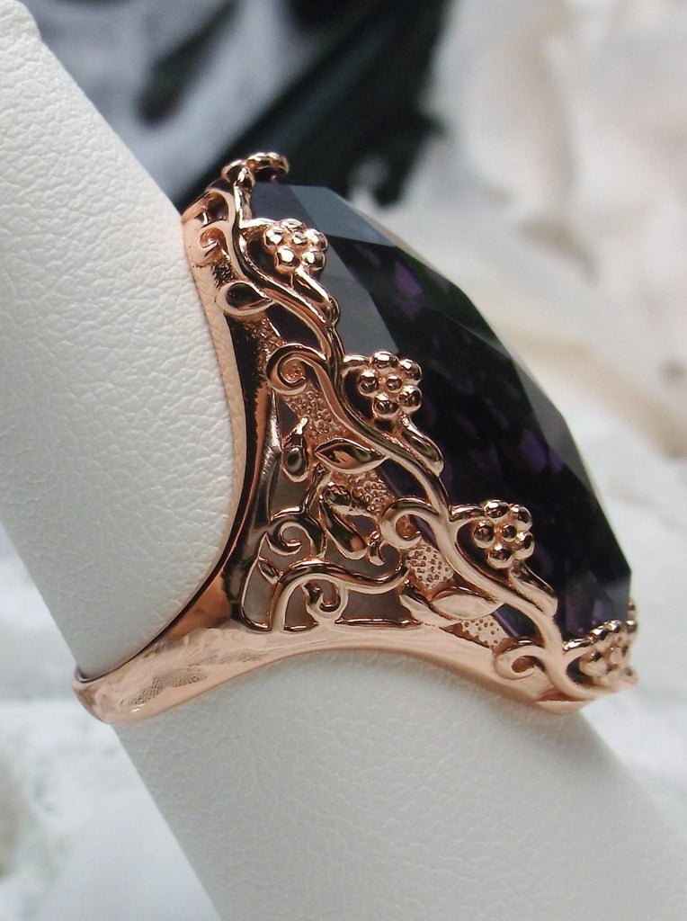 Purple Amethyst Ring, Rose Gold plated sterling Silver Ring, Oval Gem, Art Deco Jewelry, Rosie, Silver Embrace Jewelry D97