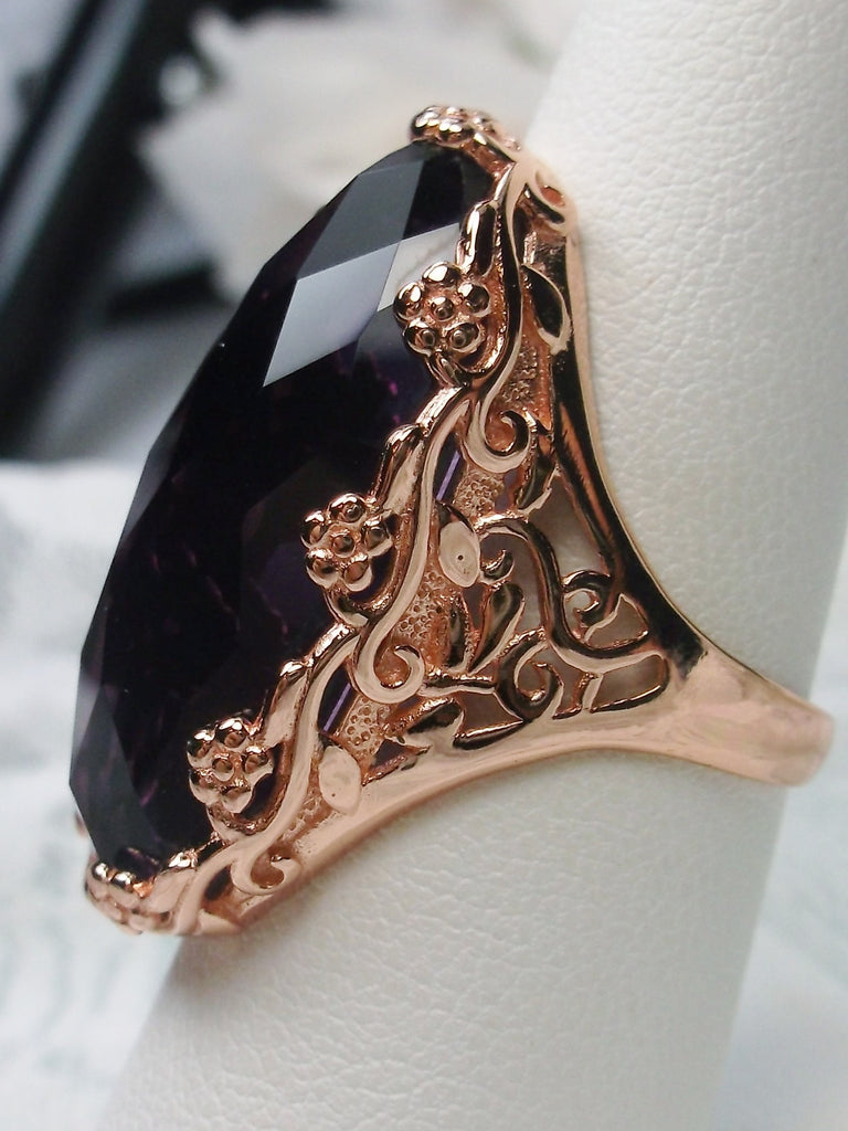 Purple amethyst Ring, Rose Gold plated sterling Silver Ring, Oval Gem, Art Deco Jewelry, Rosie, Silver Embrace Jewelry D97