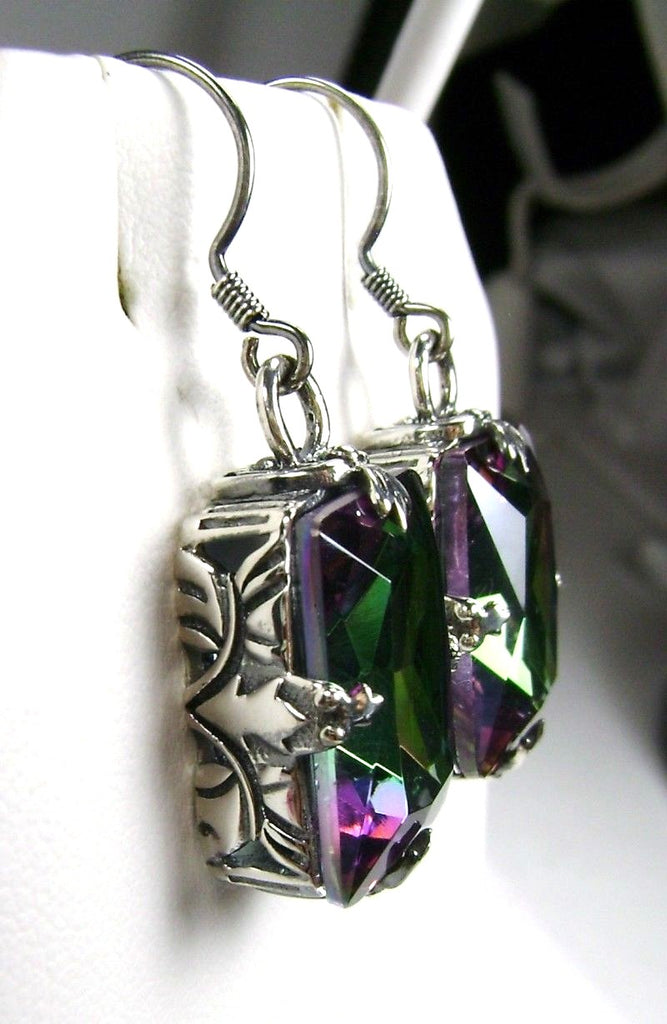 Mystic topaz earrings, GL design, Art deco sterling silver filigree, silver embrace jewelry, E15
