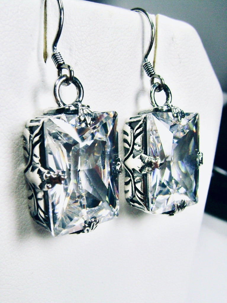 White CZ Earrings White CZ Jewelry Set, Rectangle Art Deco Set includes Ring, Earrings & Pendant #S15