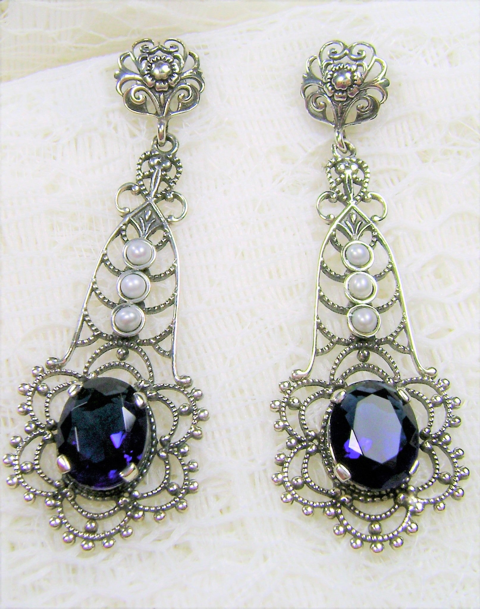 Blue Sapphire Swarovski Crystals Chandelier Earrings | Sterling – Kaminski  Jewelry Designs