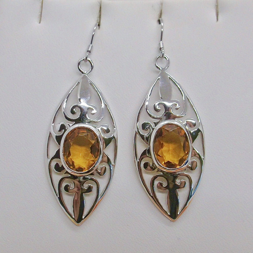Orange Citrine Earrings, sterling silver filigree, dangle earrings, Silver Embrace Jewelry, Tangled, Design #E32