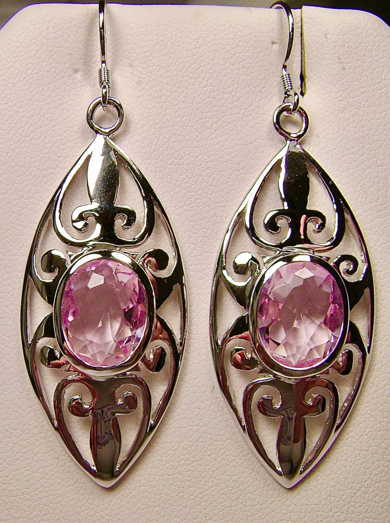 Pink Topaz Earrings, sterling silver filigree, dangle earrings, Silver Embrace Jewelry, Tangled, Design #E32