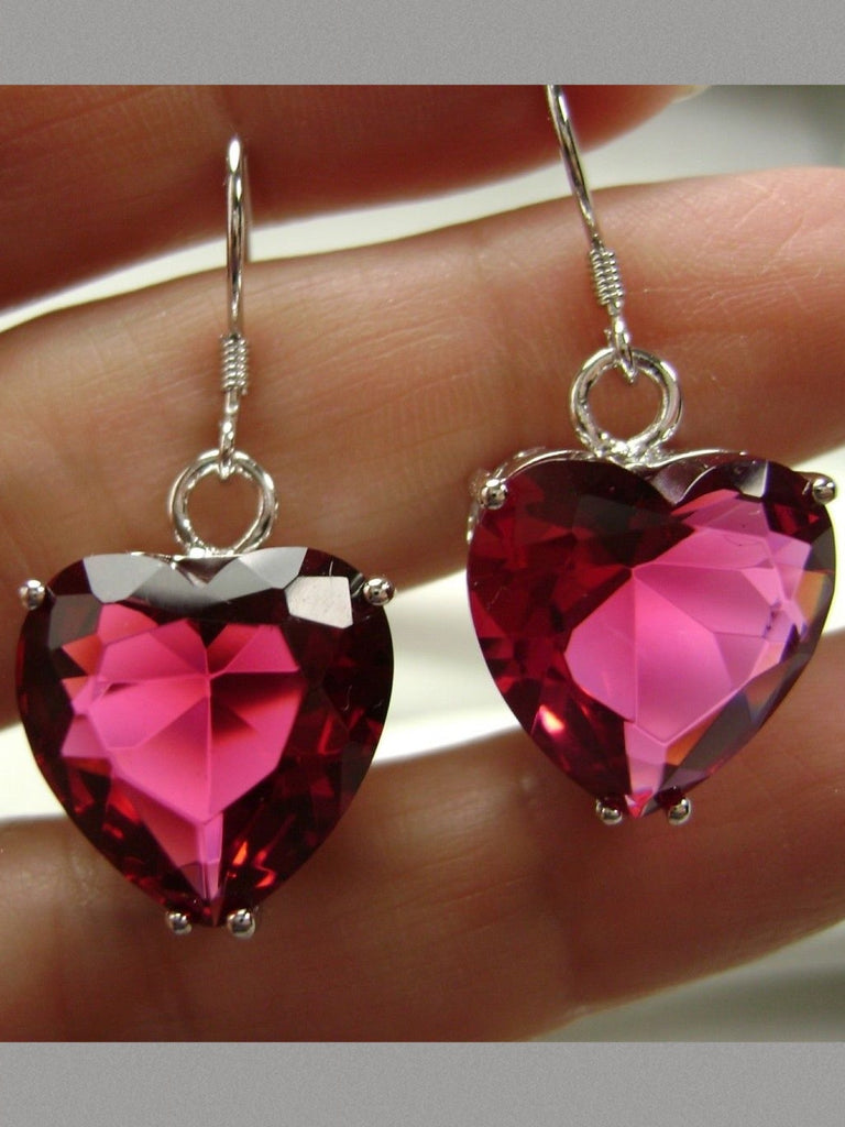 Red Ruby Earrings, Heart Earrings, Sterling Silver Filigree Jewelry, Vintage Jewelry, Silver Embrace Jewelry