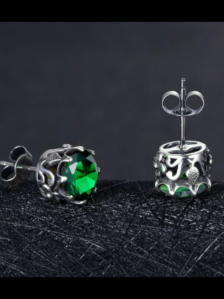 Green Emerald Earrings, Stud Earrings, Daisy earrings, Floral vintage style jewelry, post earrings, Sterling Silver Filigree, Silver Embrace Jewelry, E66