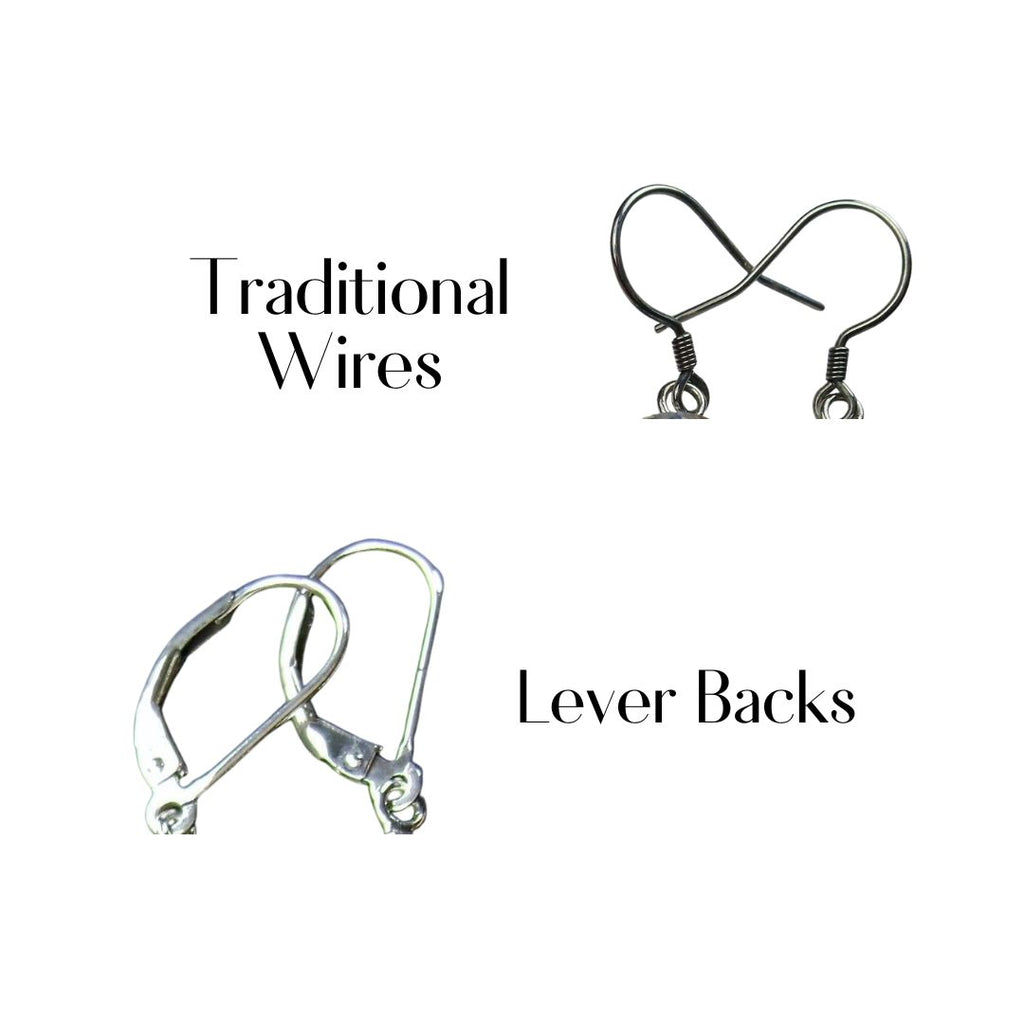 Earring Closure choices, Traditional ear wires/hooks or Lever-backs