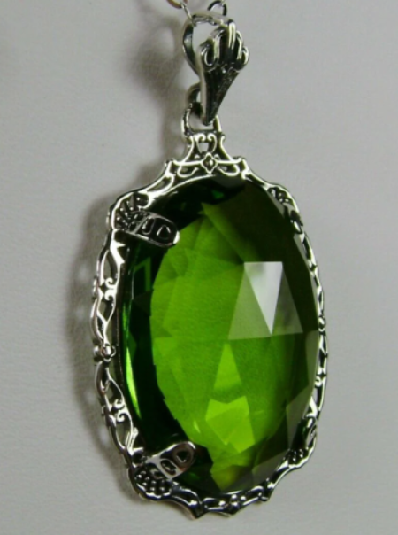 Green Peridot Pendant, Bubble Pendant, Victorian Reproduction Antique Pendant, Sterling silver Filigree Jewelry, Silver Embrace Jewelry, P10