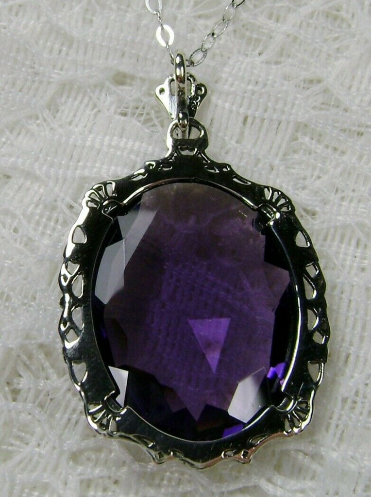 Purple Amethyst Pendant, Bubble Pendant, Victorian Reproduction Antique Pendant, Sterling silver Filigree Jewelry, Silver Embrace Jewelry, P10