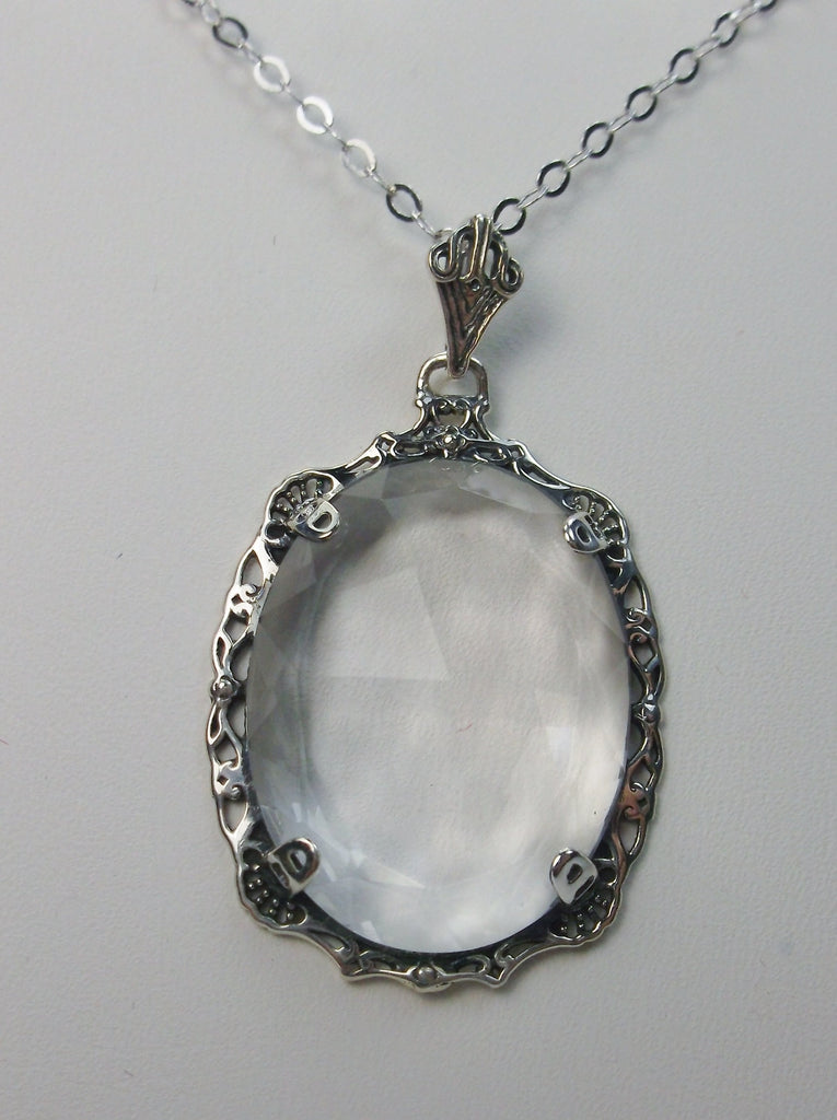 White Topaz Pendant, Bubble Pendant, Victorian Reproduction Antique Pendant, Sterling silver Filigree Jewelry, Silver Embrace Jewelry, P10
