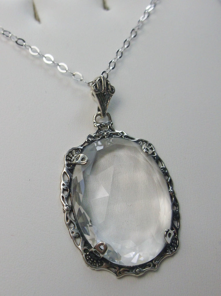 White Topaz Pendant, Bubble Pendant, Victorian Reproduction Antique Pendant, Sterling silver Filigree Jewelry, Silver Embrace Jewelry, P10