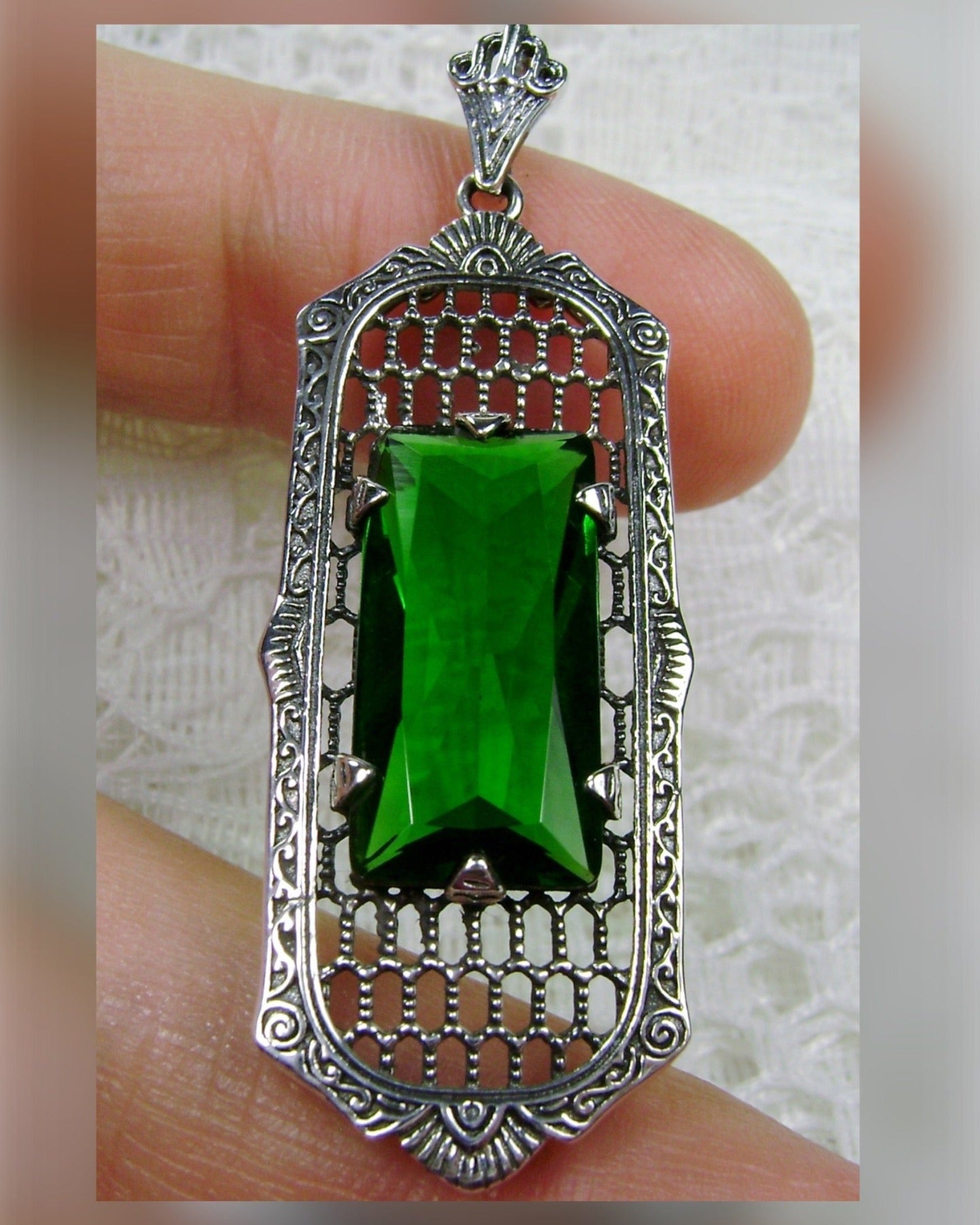 Imitation Emerald Necklace - South India Jewels