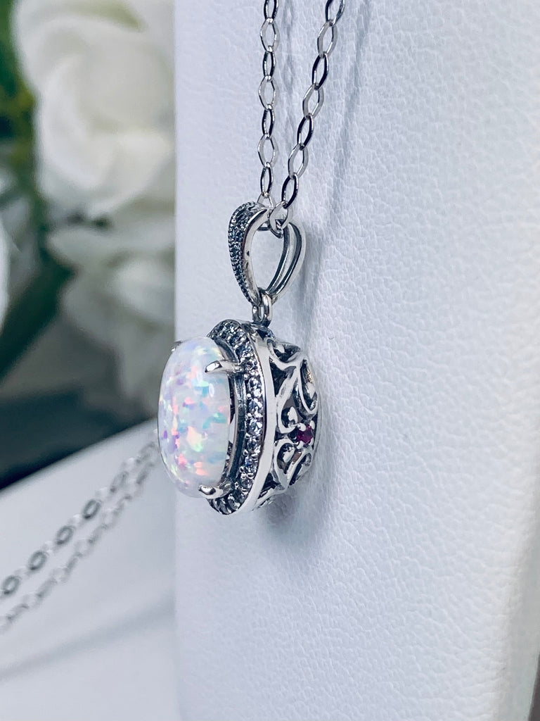 Opal Pendant, Halo Pendant, Art Deco Jewelry, Sterling Silver Filigree, Silver Embrace Jewelry, Vintage Jewelry, Antique Designs, P228, Halo Design