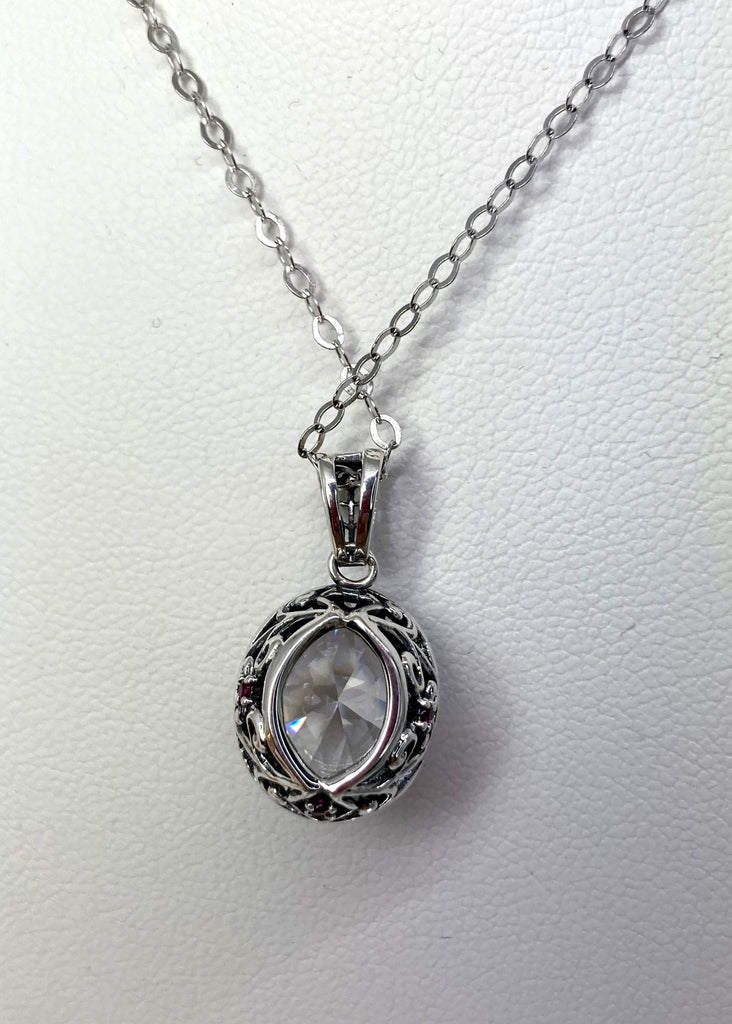 White CZ Pendant, Halo design, Art Deco Jewelry, Silver Embrace Jewelry, P228, Sterling Silver Filigree Antique Jewelry