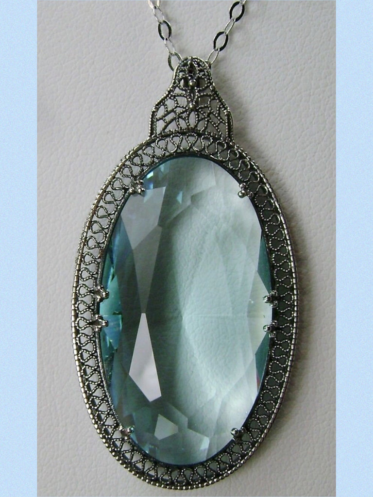 Sky Blue Aquamarine Pendant Necklace, Filigree Pond, Sterling Silver Filigree, Silver Embrace Jewelry, P31