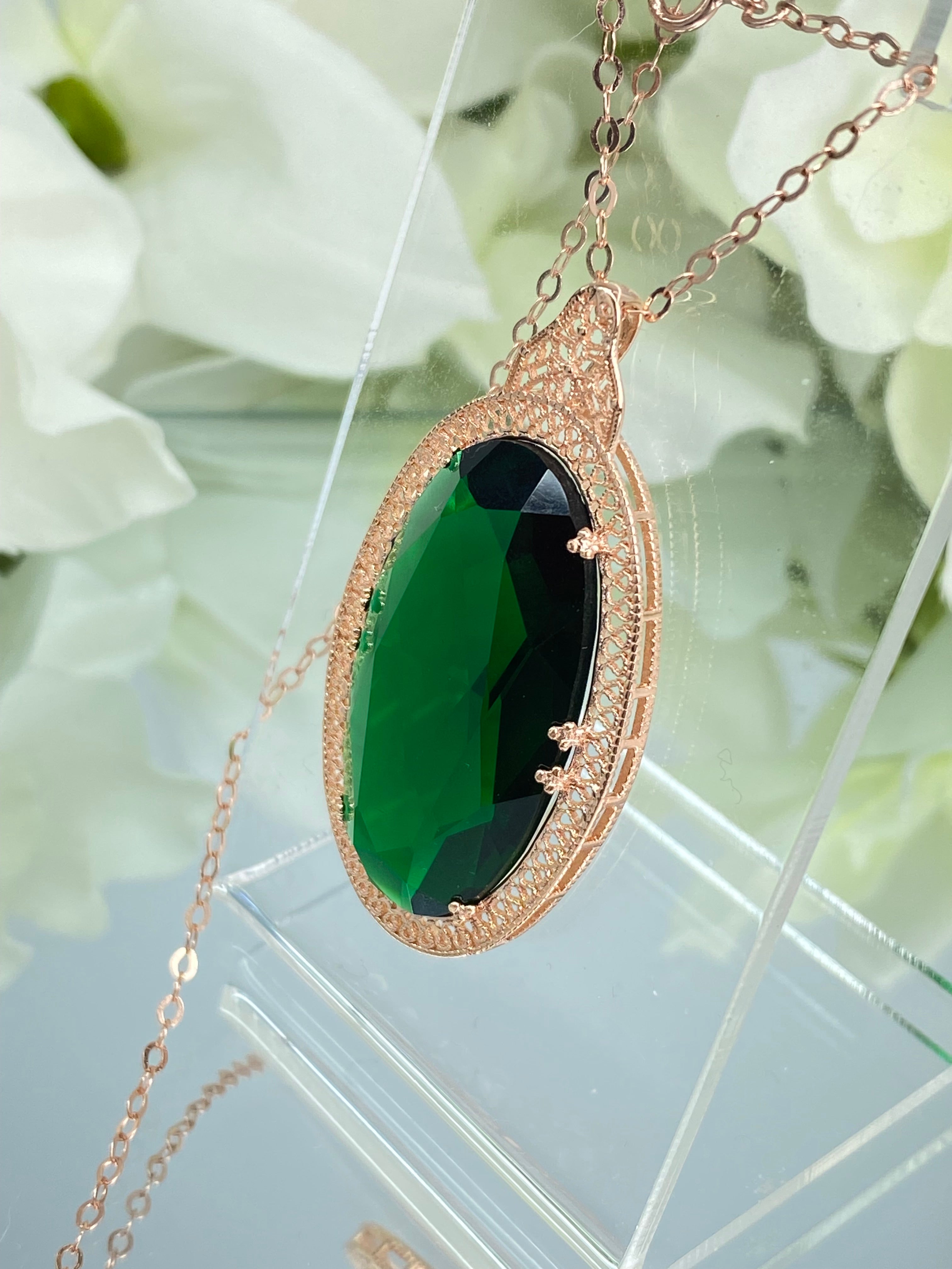 Gold Necklace Emerald Stone Pendant Design Emerald Stone Pendant