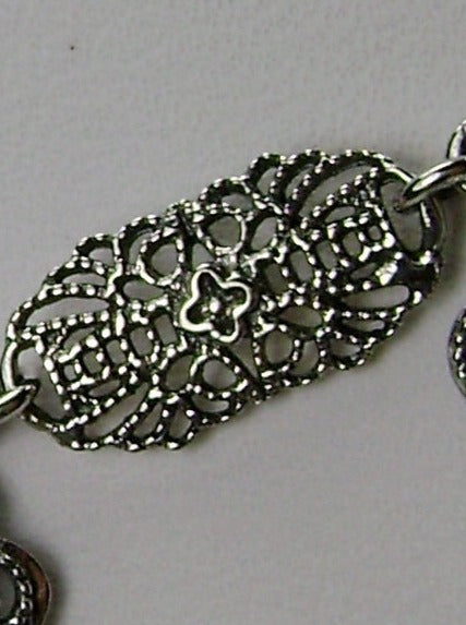 Close up of link on Festoon Necklace, Sterling Silver Filigree, Victorian Jewelry, Silver Embrace Jewelry, P8