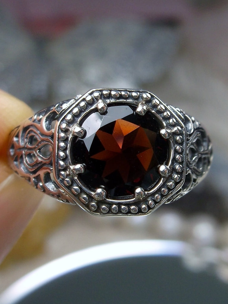 Natural Red Garnet Ring, New Vic, Sterling Silver, Victorian Jewelry, Silver Embrace Jewelry, D11