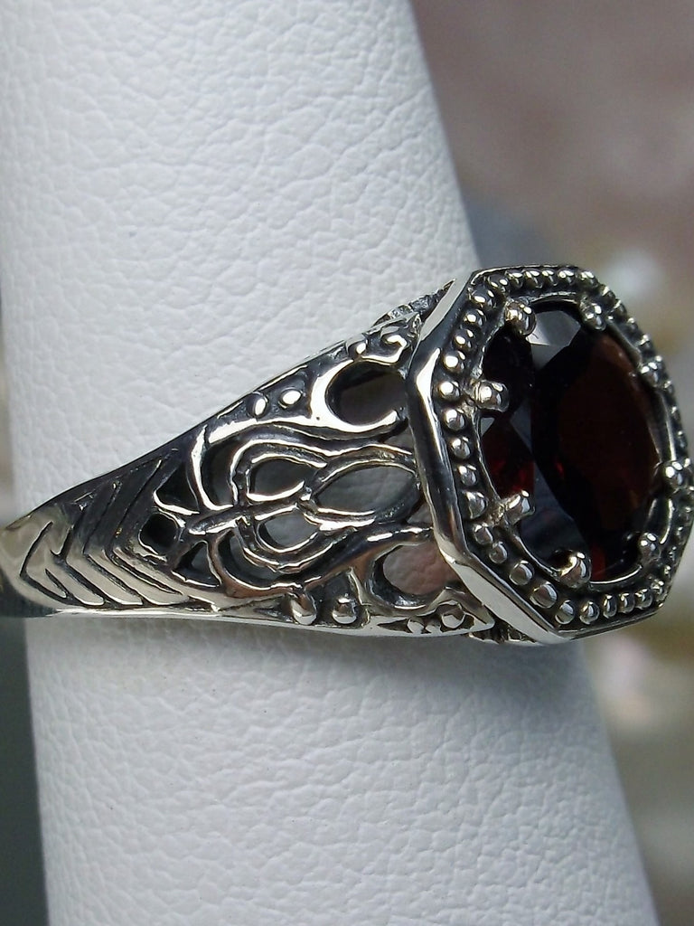 Natural Red Garnet Ring, New Vic, Sterling Silver, Victorian Jewelry, Silver Embrace Jewelry, D11