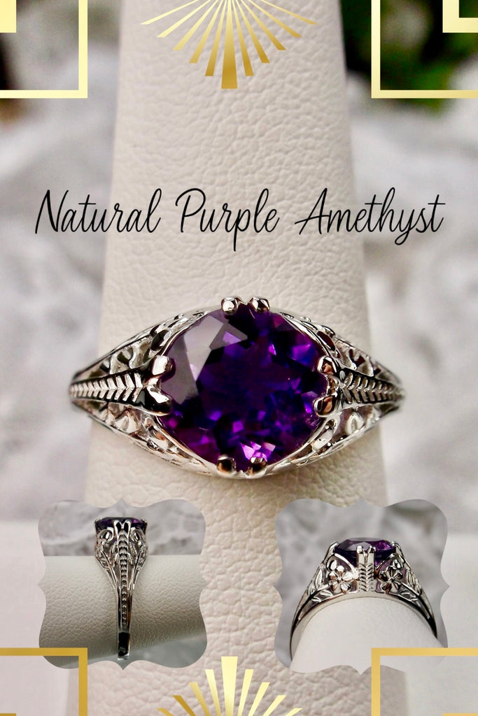 Natural Purple Amethyst Ring, Deco2Fleur, Victorian Jewelry, Silver Embrace Jewelry
