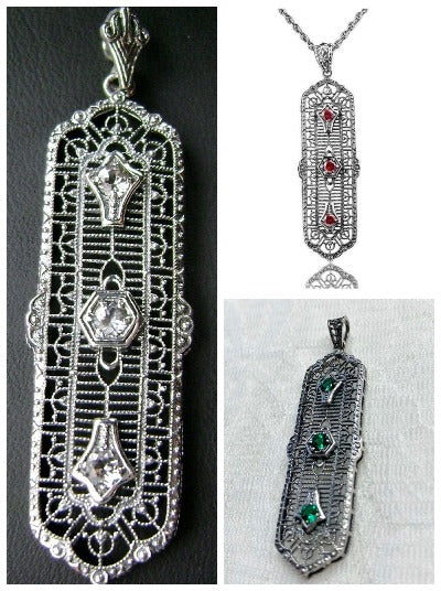Trinity Gemstone Pendant, Pendant Necklace, 3Kings design, Vintage Jewelry, Silver Embrace Jewelry, P197