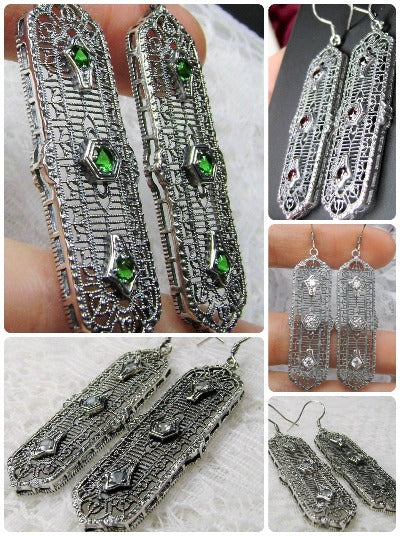 3Kings Earrings, 3 Kings, Sterling silver filigree, trinity gem earrings, silver Embrace Jewelry, E197