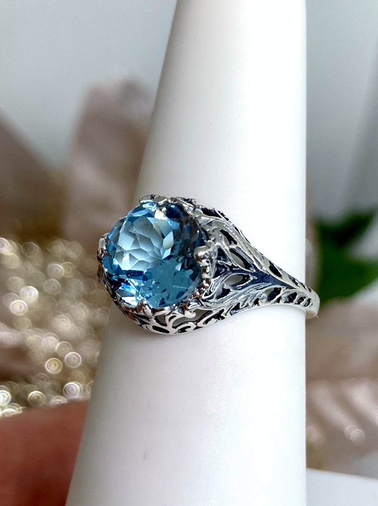 London Blue Topaz Ring For Office Woman 2ct 7*9mm Natural Topaz Silver Ring  925 Silver Topaz Jewelry With 3 Layers Gold Plating - Rings - AliExpress